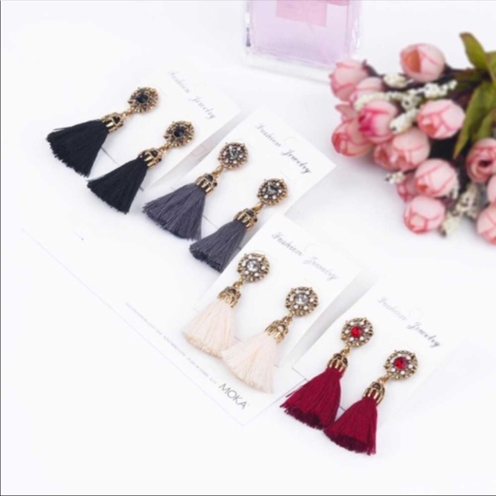 Jeweled Tassel Earrings